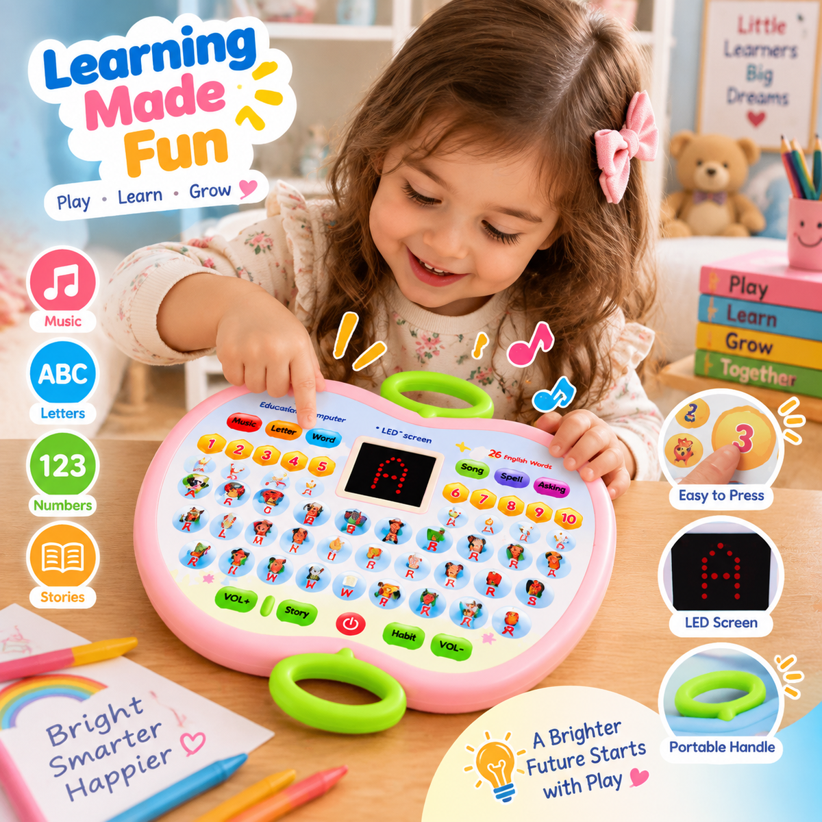 Learning Laptop For Kids Apple Shape