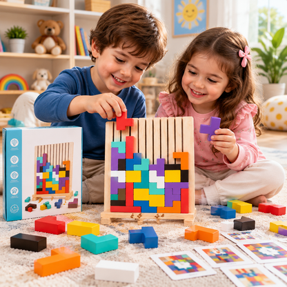 Wooden Educational & Colorful Geometric Versatile Blocks