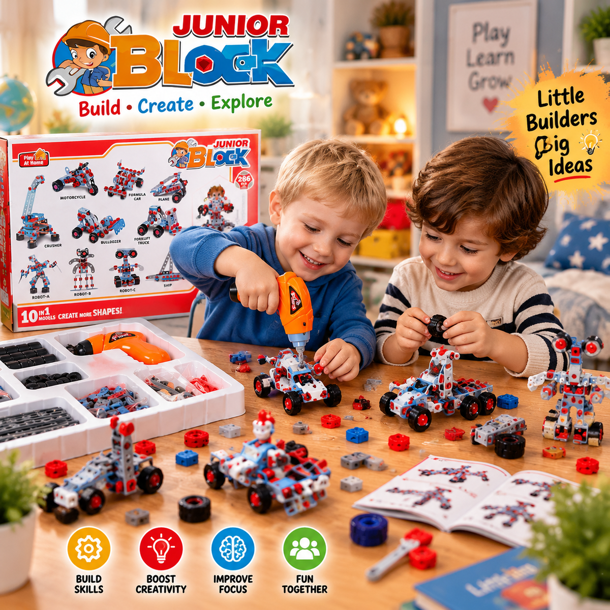Junior Engineer Blocks With Simulation Drill For Kids