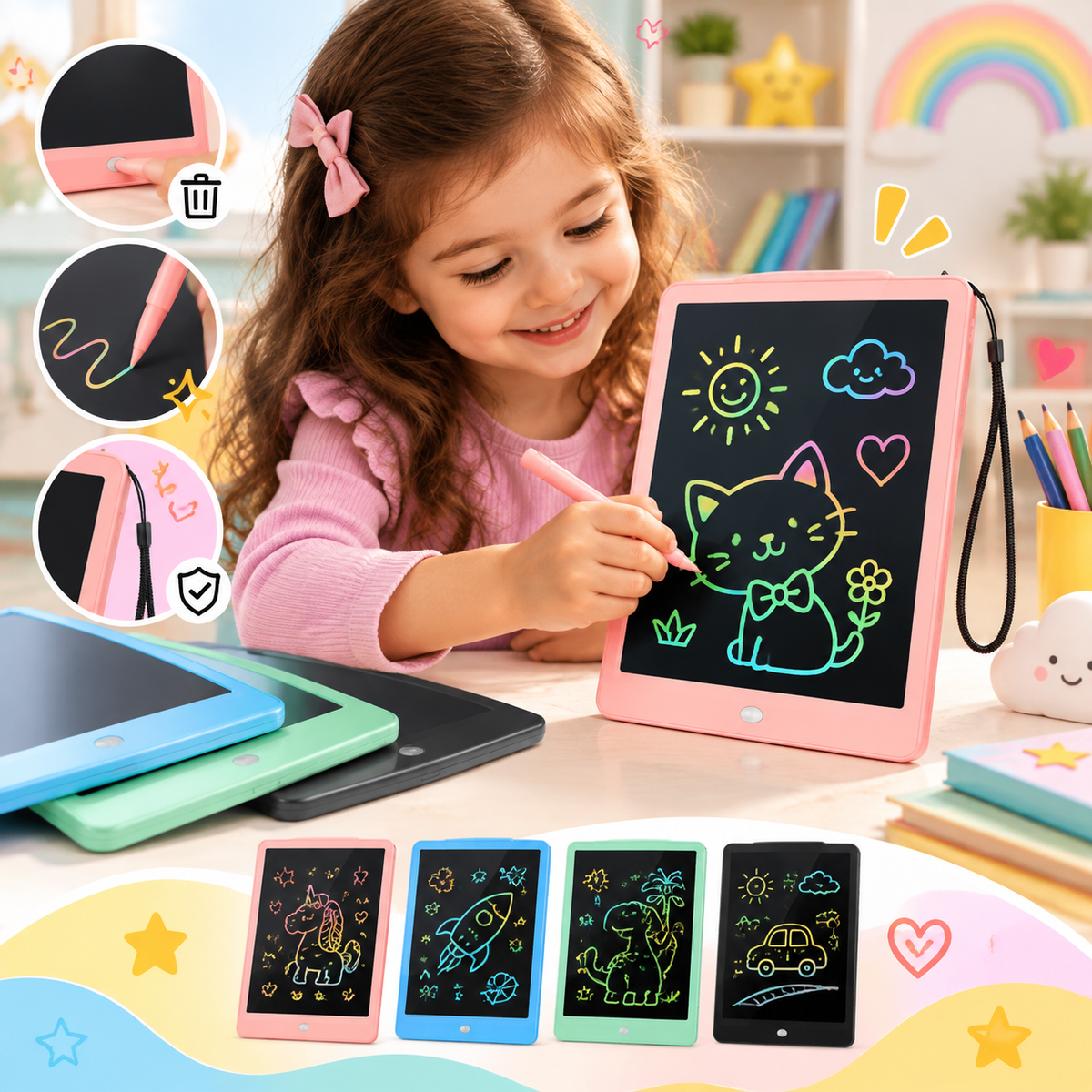 LCD Writing Tablet Multicolor Screen Writing Erasable Writing Board