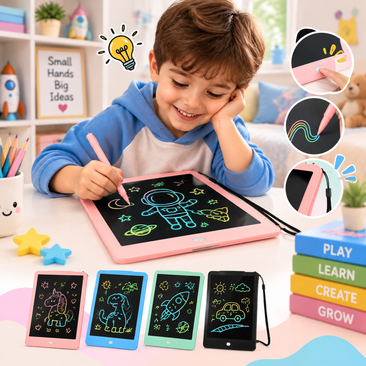 LCD Writing Tablet Multicolor Screen Writing Erasable Writing Board