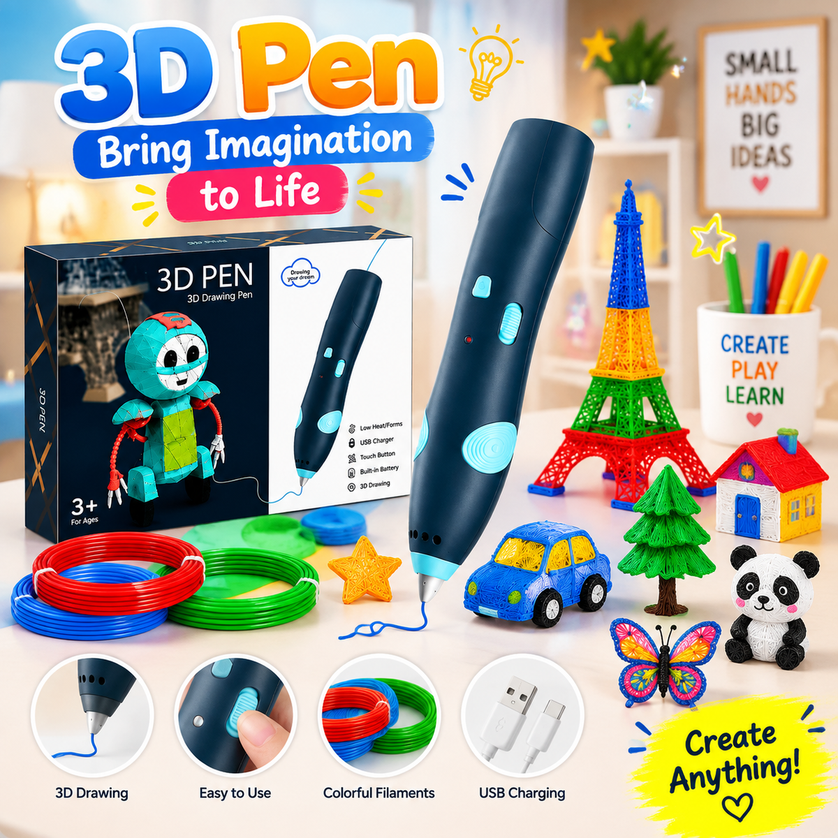 3D Pen Printing And Drawing Pen For Kids