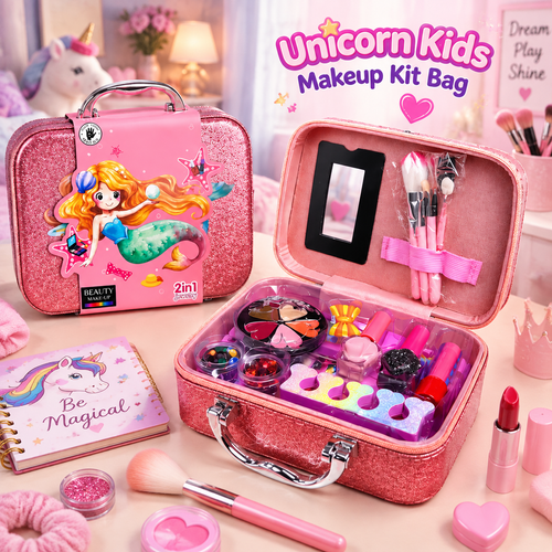 2 in 1 Unicorn Kids Makeup Kit Bag