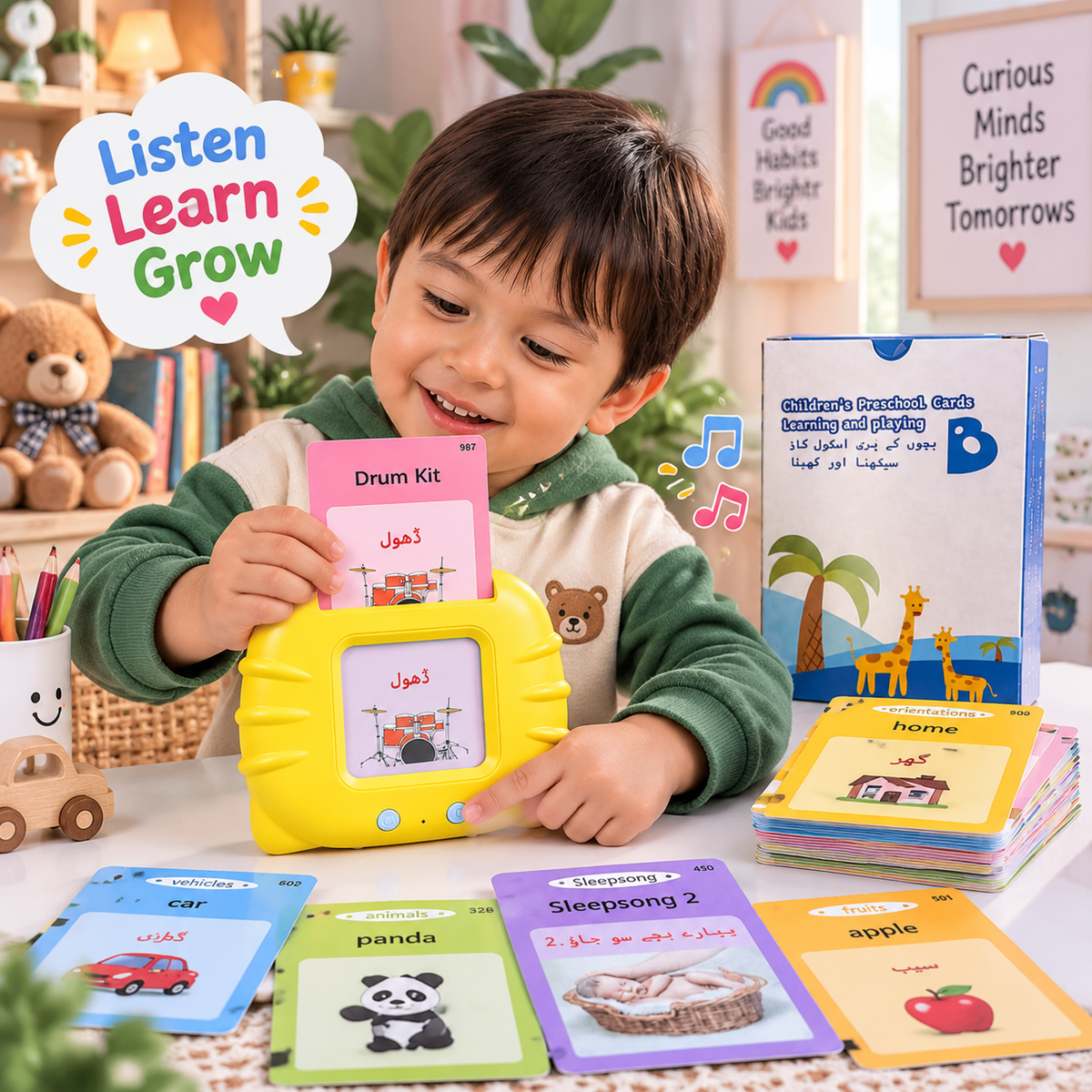 Bilingual Talking Flash Cards For Kids - Educational Learning (English+Urdu)
