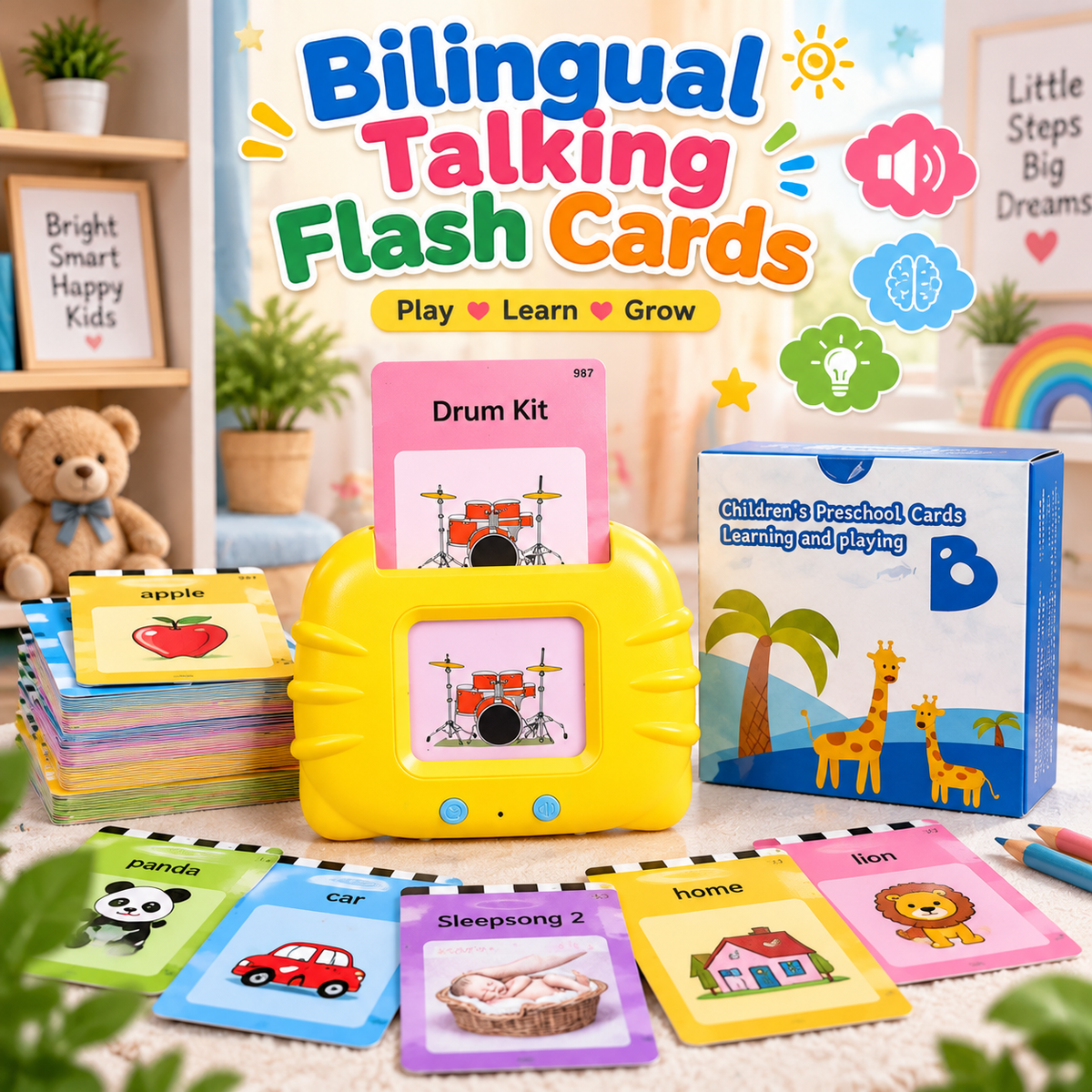 Bilingual Talking Flash Cards For Kids - Educational Learning (English+Urdu)