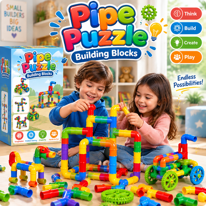 Colorful Creative Pipe Puzzle Building Blocks for Kids With Wheels