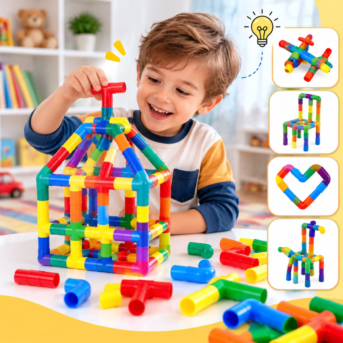 Colorful Creative Pipe Puzzle Building Blocks for Kids