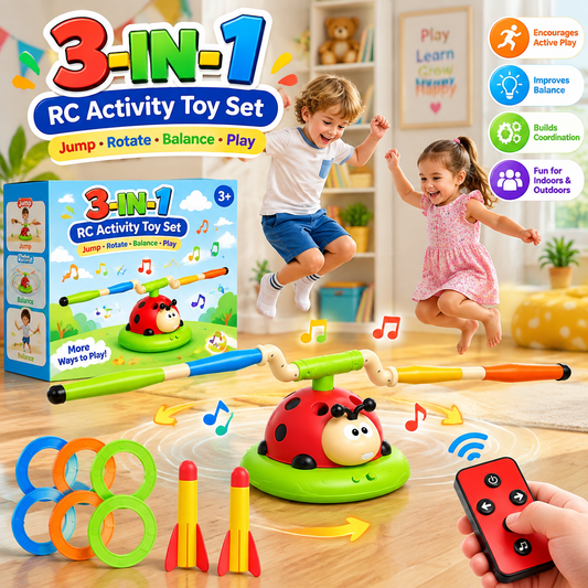 3-in-1 Activity Toy Set Ladybug RC Sports with Rocket Launcher