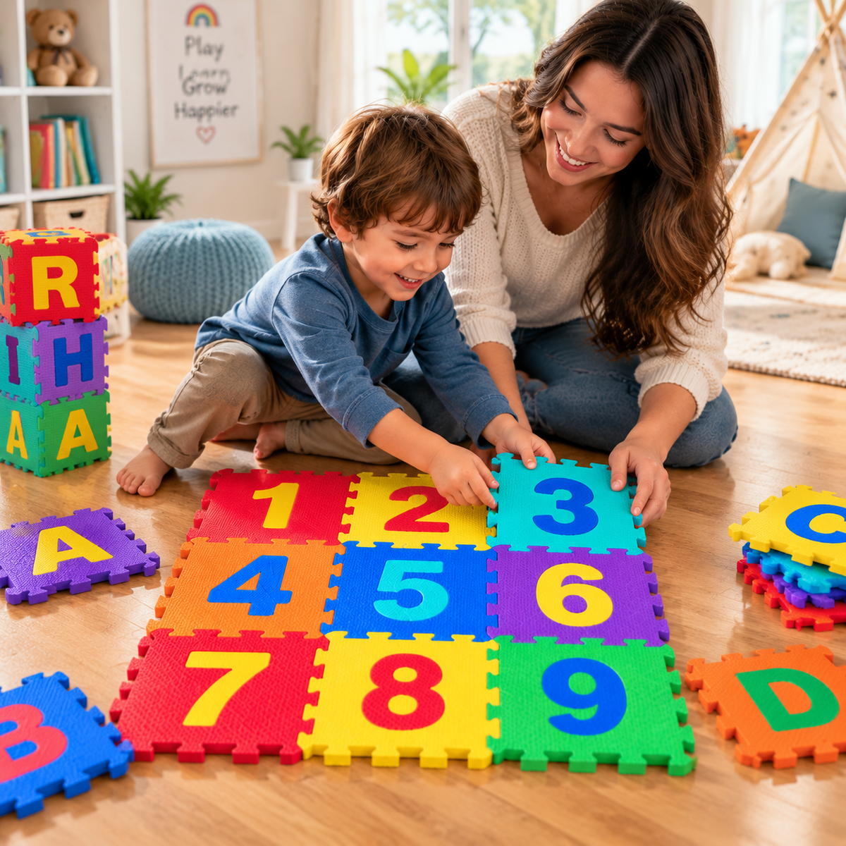 Alphabet, Numbers, Signs & Shape Foam Puzzle Mat for Kids