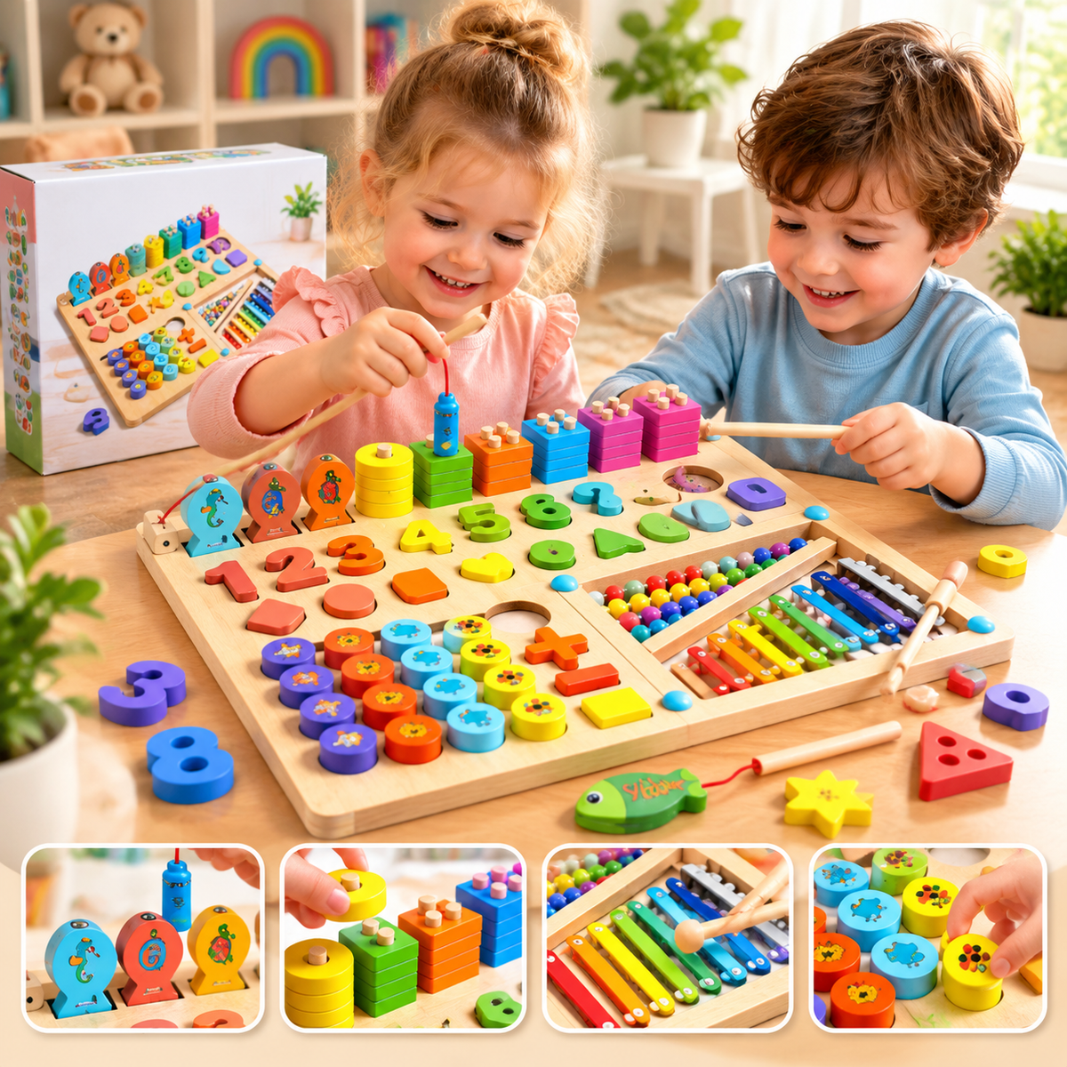 6-in-1 Montessori Wooden Smart Board