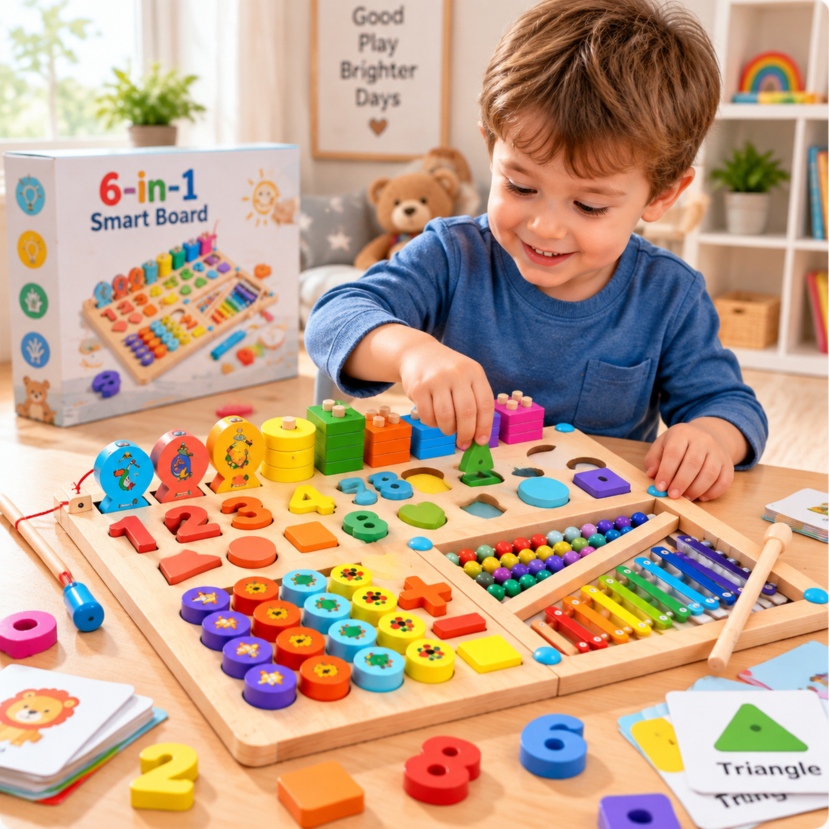 6-in-1 Montessori Wooden Smart Board