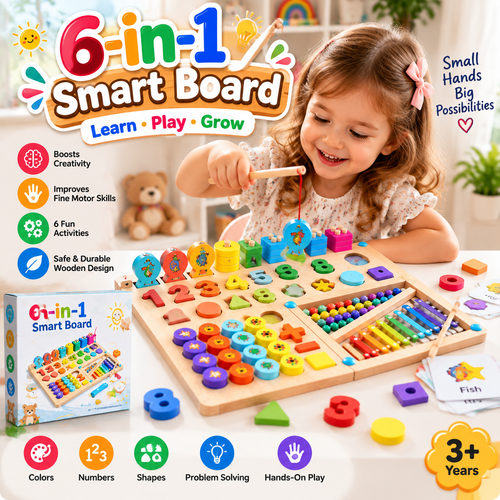 6-in-1 Montessori Wooden Smart Board