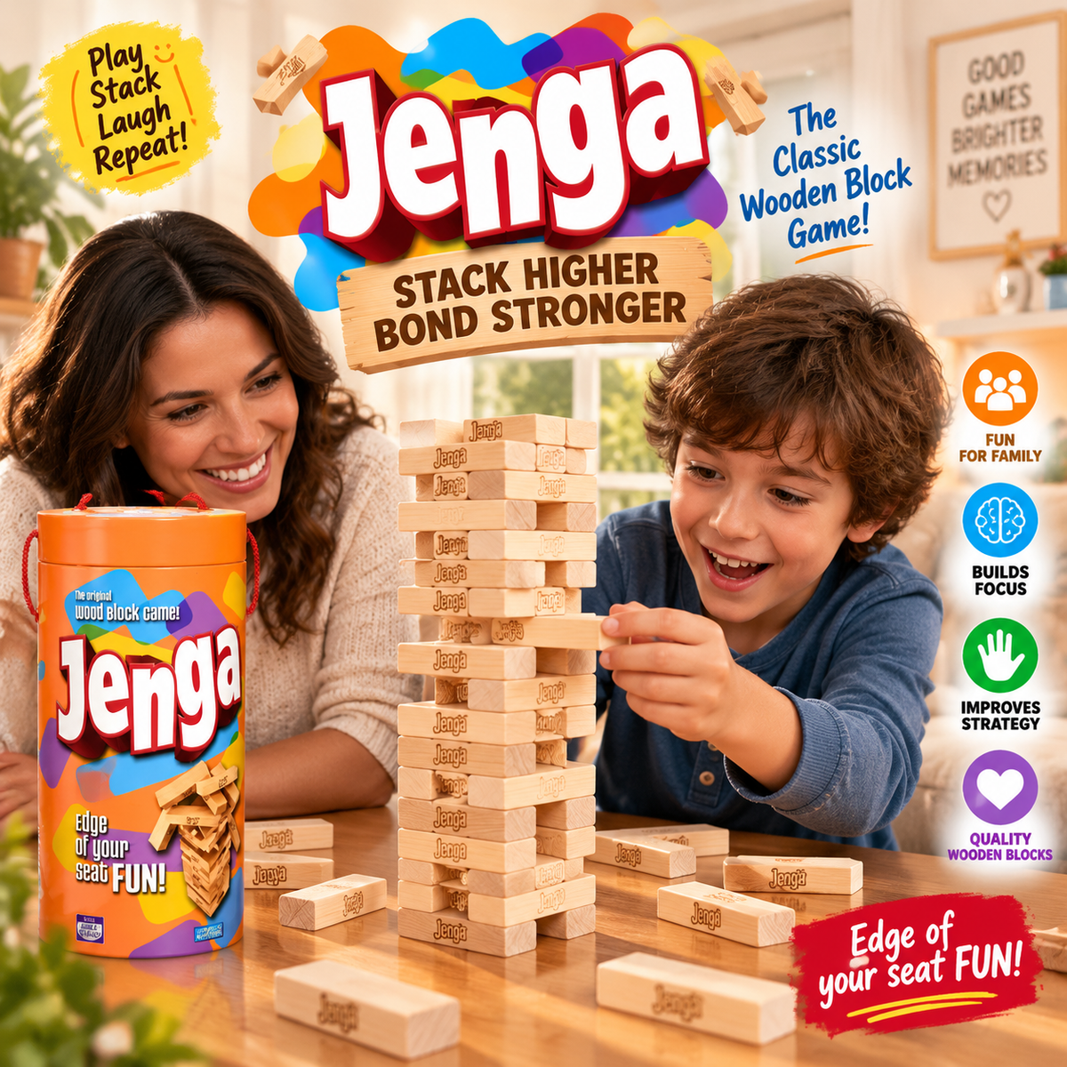 Wooden Jenga Stacking Tower Game