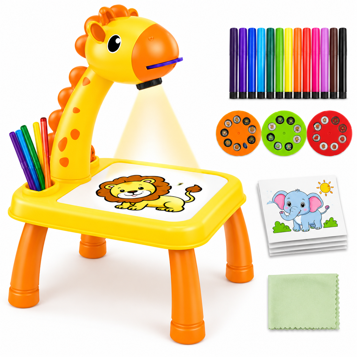 3 In 1 Kids Drawing Projector Table (Random Color)