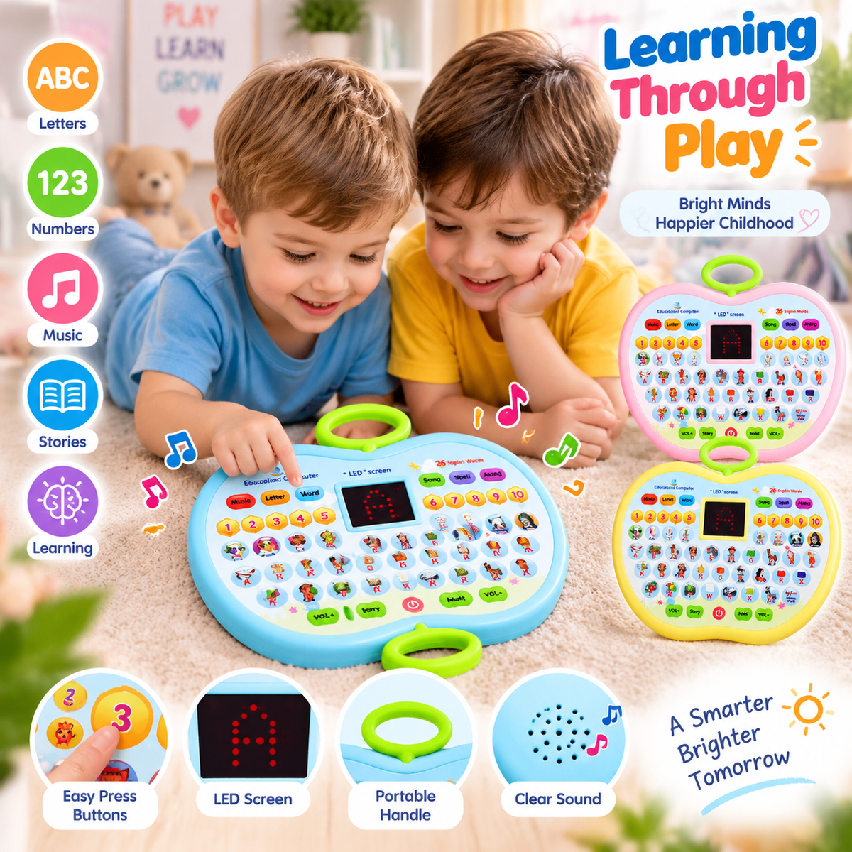 Learning Laptop For Kids Apple Shape